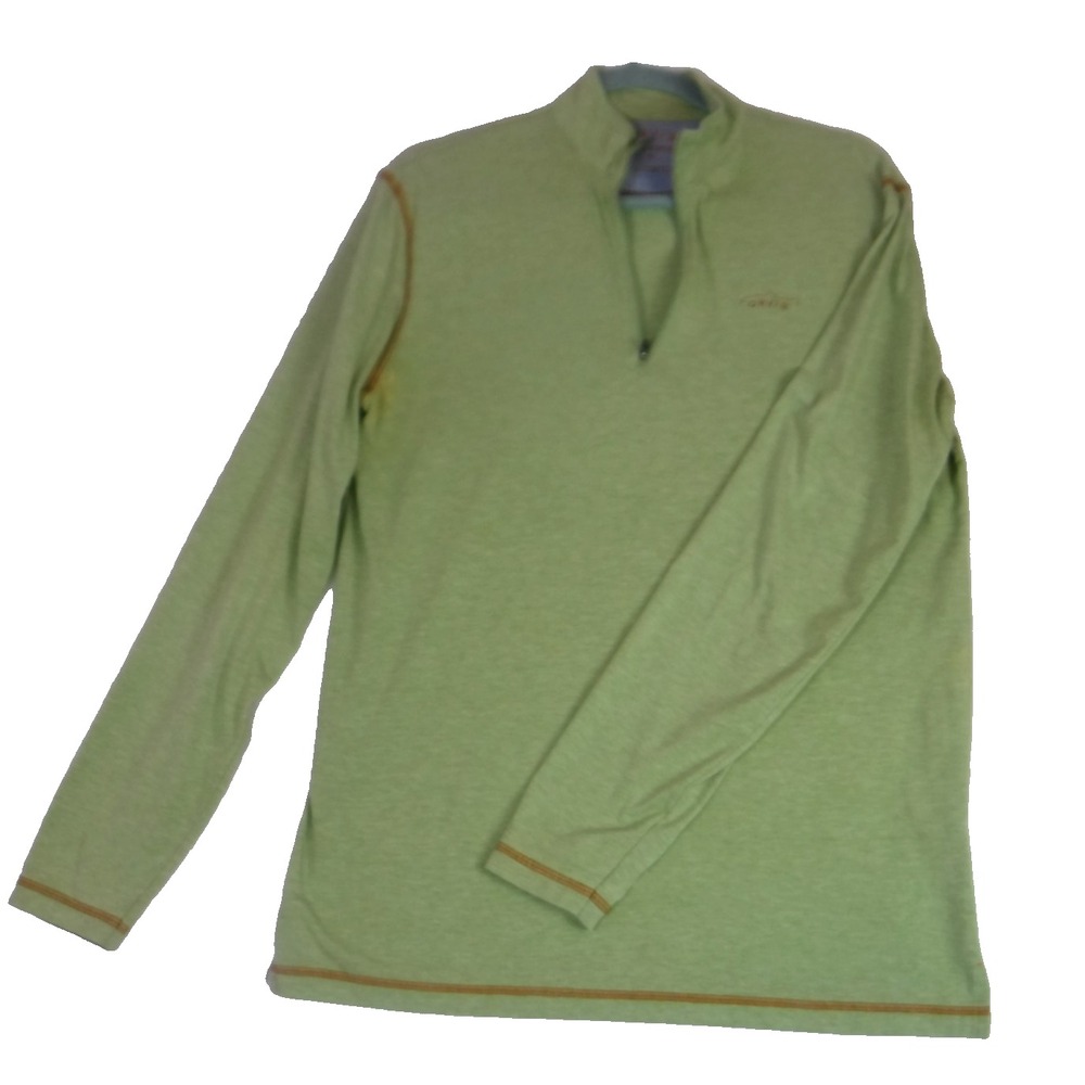 Orvis Trout Bum Pullover Mens Medium Green Quarter Zip Performance Fishing Shirt